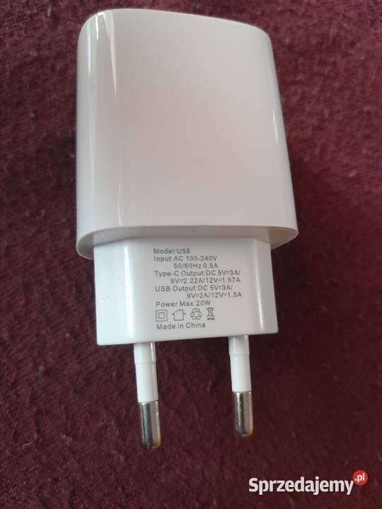 Ładowarka sieciowa zasilacz model U58 USBC USBA
