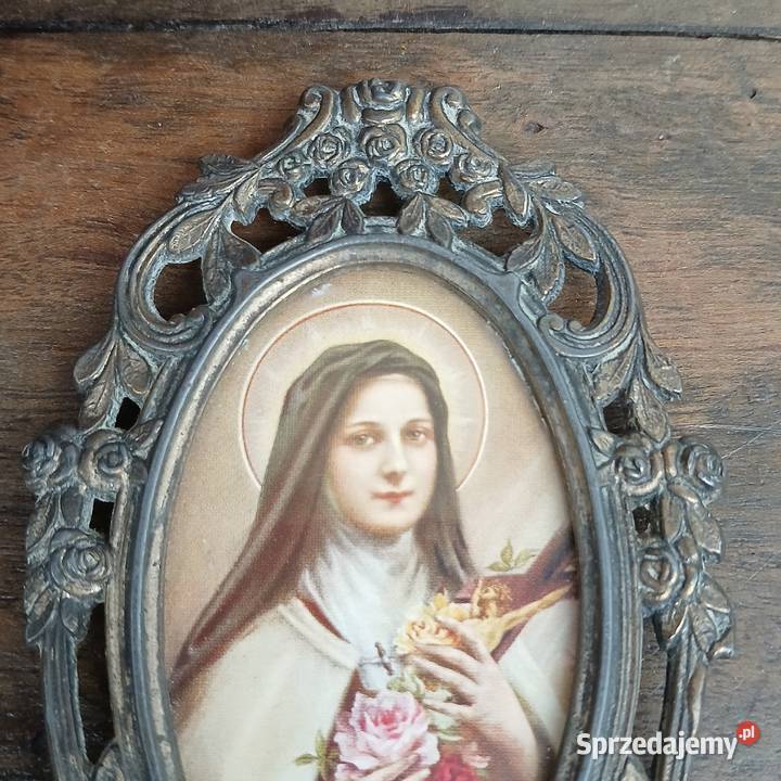 Stara mosiężna ramka na zdjęcie Św Teresa Pozostałe Warszawa