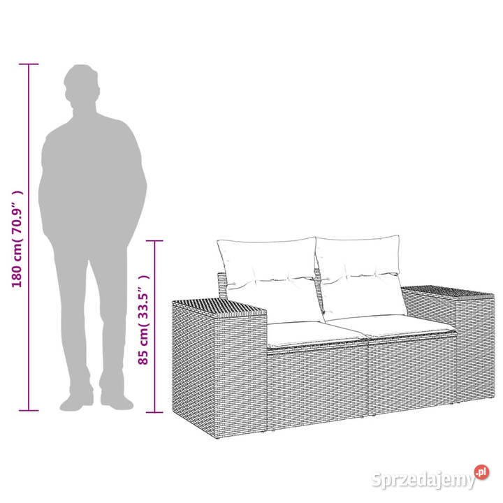Sofa ogrodowa z poduszkami 2osobowa beż Ogród mazowieckie