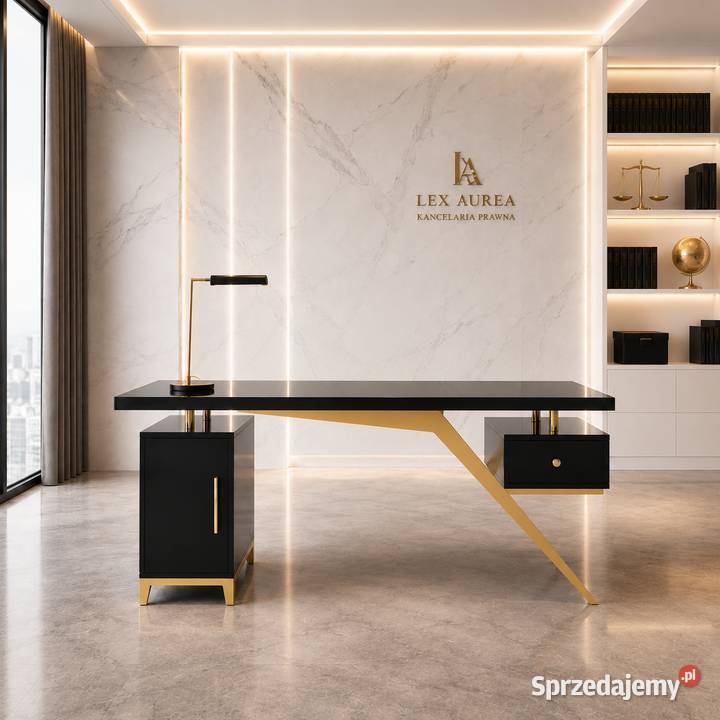 Czarne biurko gabinetowe glamour Prima Premium małopolskie