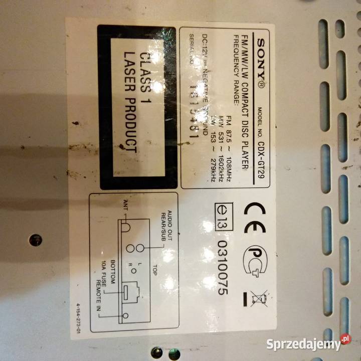 Sony CDXGT29 Radioodtwarzacz samochodowy 4x45 CD Świebodzice