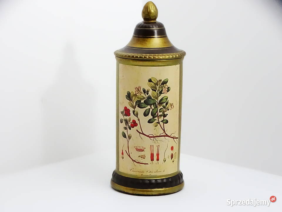 Zabytkowy pojemnik aptekarski z ilustracją Dekoracje i ozdoby lubelskie Biłgoraj sprzedam