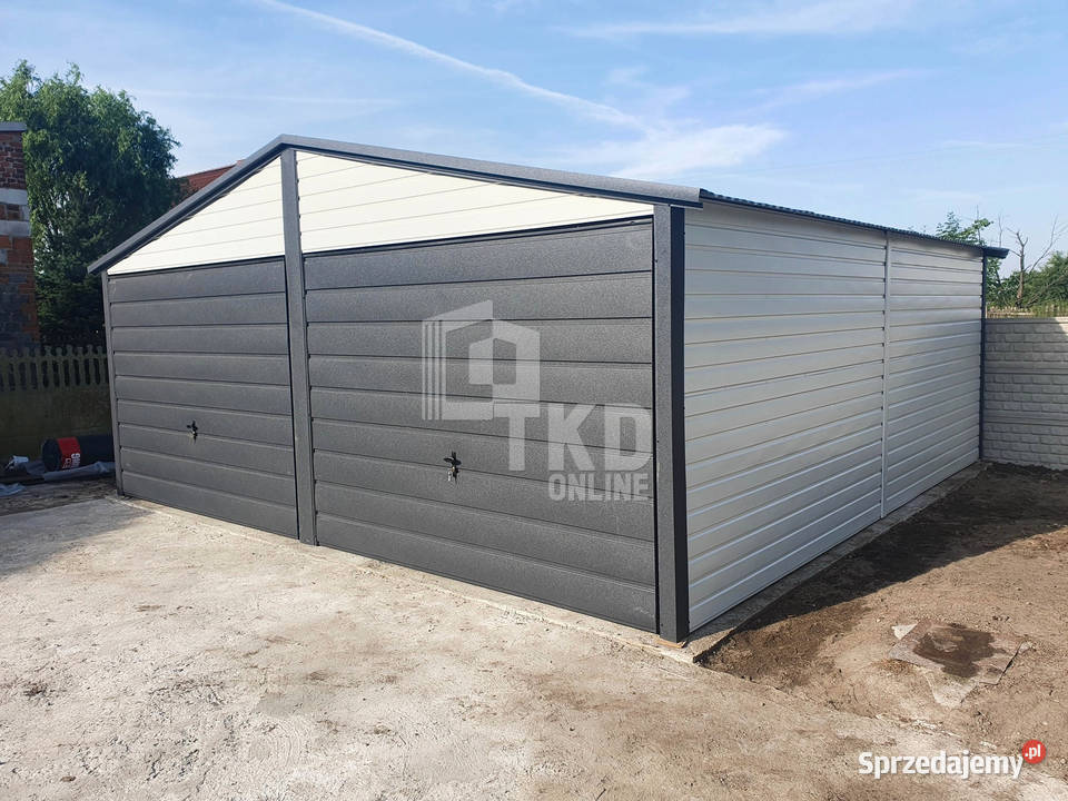 Garaż Blaszany 6x6 2x Brama Antracyt Biały TKD98 Jarocin