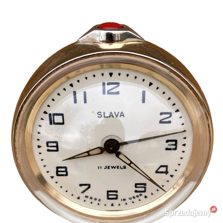 Piękny budzik mechaniczny Slava made in ZSRR