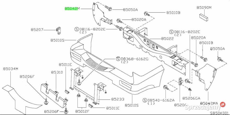 NISSAN TERRANO 2 850450F610 NADKOLE TYŁ TYLNE Pozostałe Kamień-Kolonia