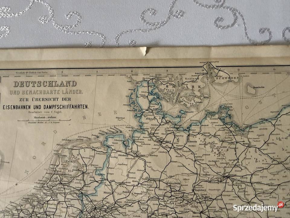 Historyczna Mapa Kolejowa 1869 Polska Niemcy Czerwionka-Leszczyny