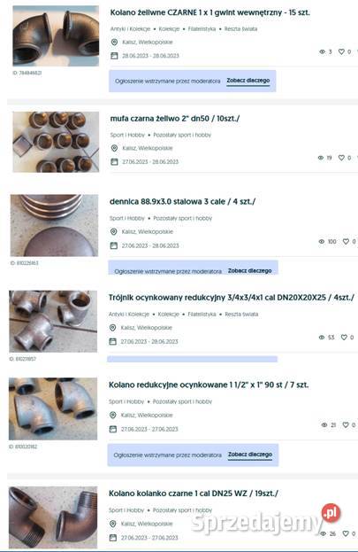 trójnik mufa kolano króciec zwężka stalowa wielkopolskie Kalisz sprzedam