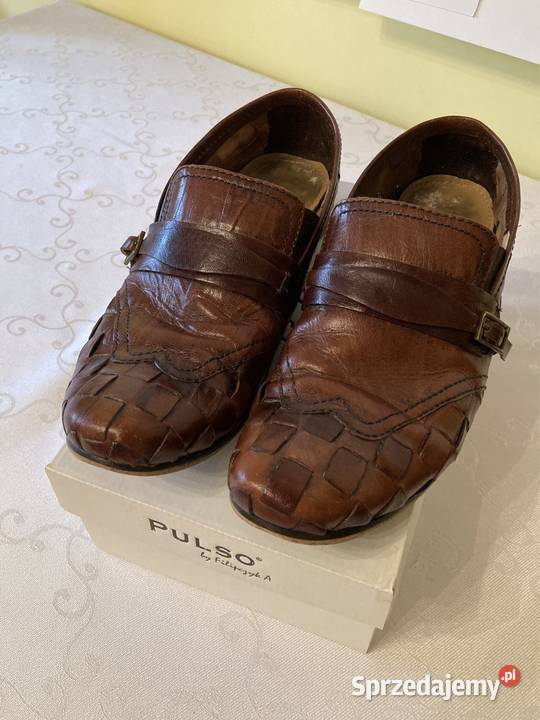 Półbuty Skórzane Męskie HandMade Wersja brązowy/beżowy