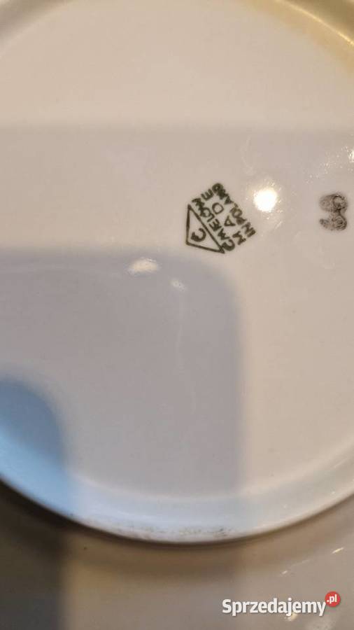 Stare 4 talerze i Półmisek z owocami porcelana zielony Talerze i talerzyki Lublin