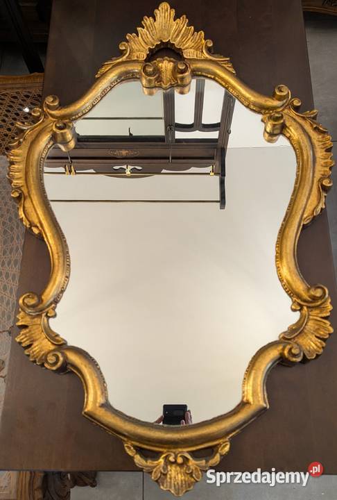 Piękne włoskie drewniane złocone lustro Dąbrowa Górnicza