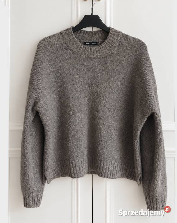 Sweter brązowy melanż taupe L XL Sinsay oversize śląskie