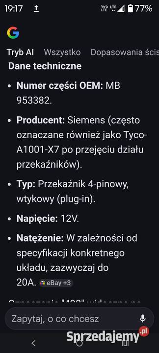 przekaznik Mitsubishi i Volvo MB953382 Wołomin