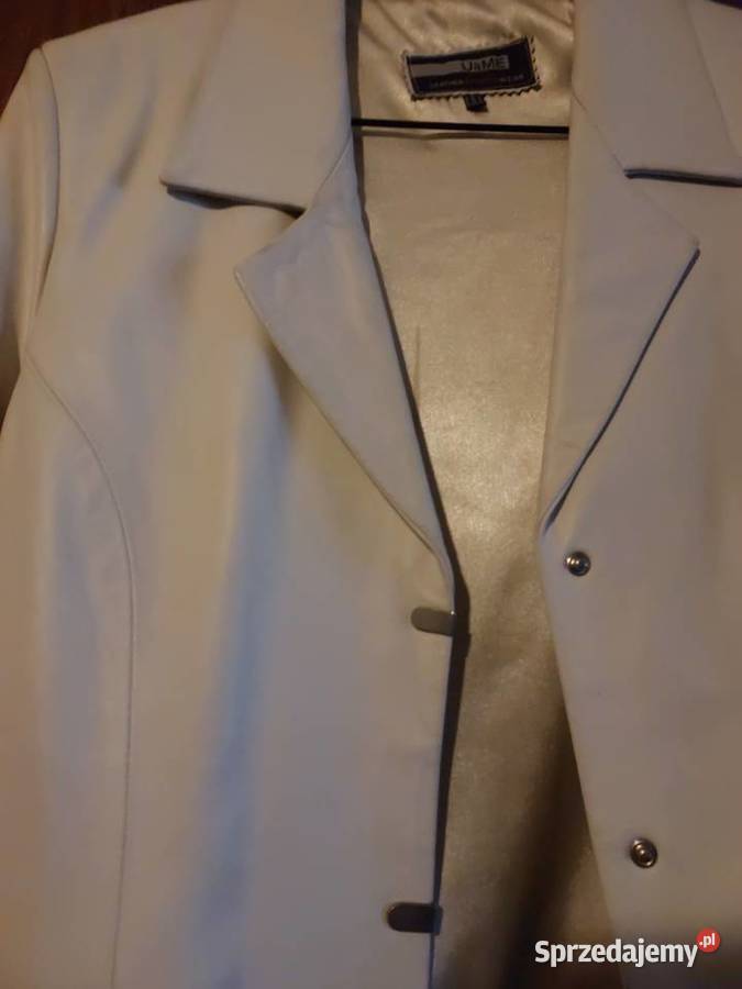 Marynarka skórzana biała SM skóra naturalna Bez wzoru Wrocław sprzedam