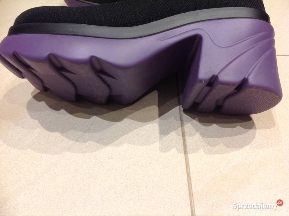 Czarne Kozaki Skarpetowe Na Platformie Damskie czarny