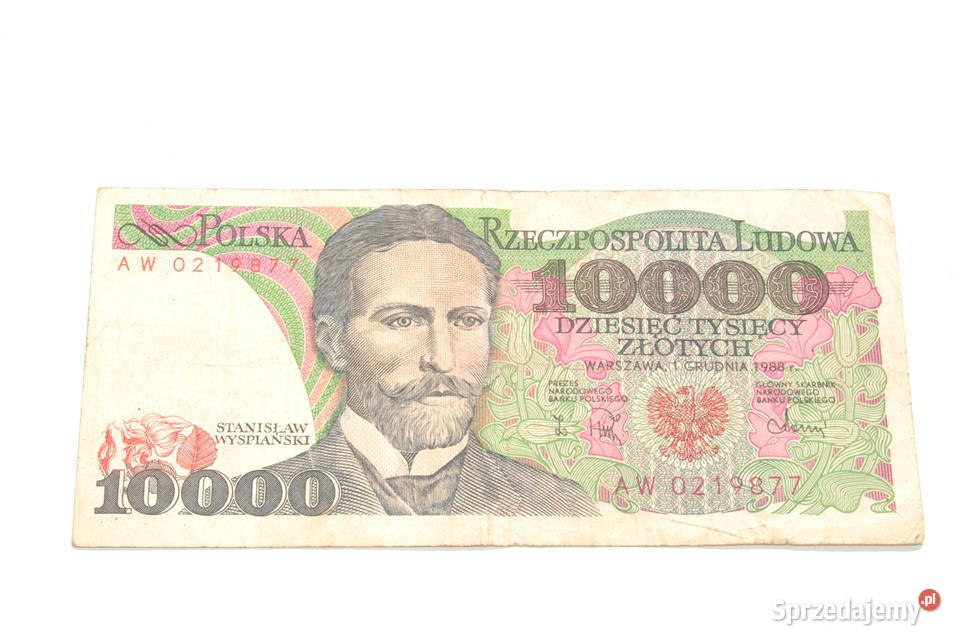Stary banknot 10000 złotych Wyspiański 1988 Cieszyn