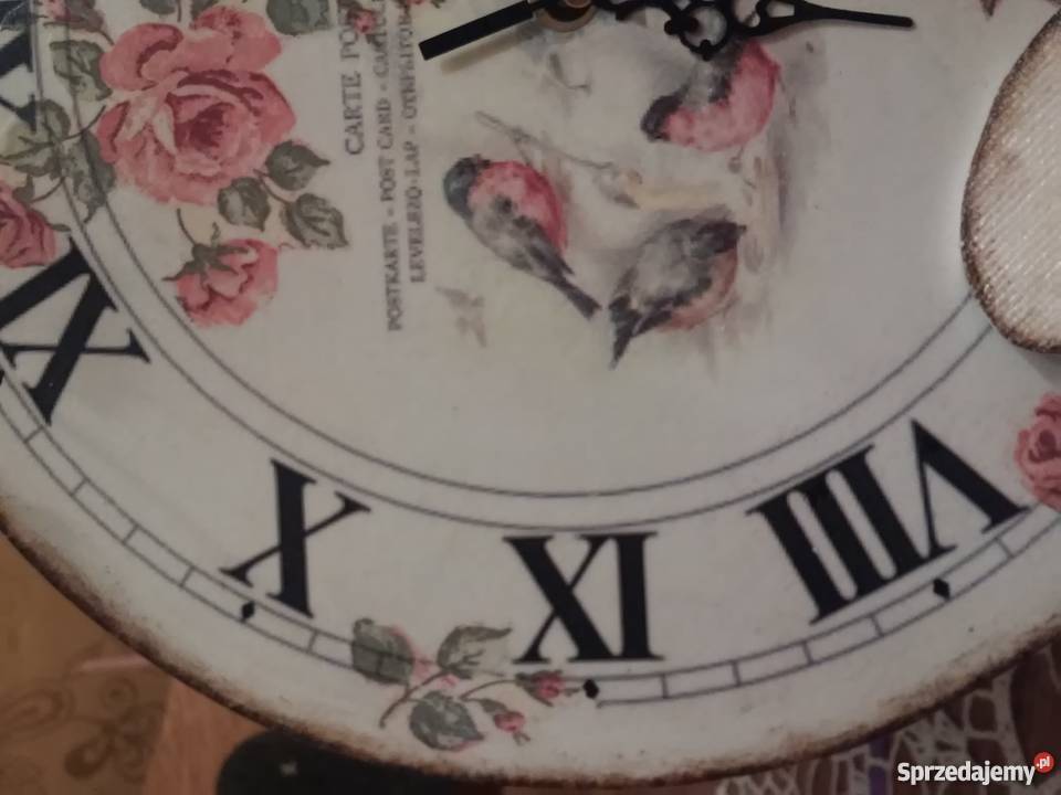 Zegar dwustronny stylowy decoupage serduszko Dekoracje i ozdoby Mogilno