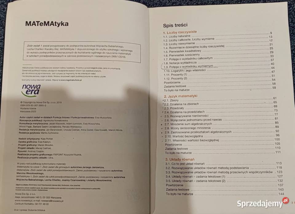Matematyka 1 zbiór zadań zakres podstawowy i Rok wydania 2023 Krzepice sprzedam
