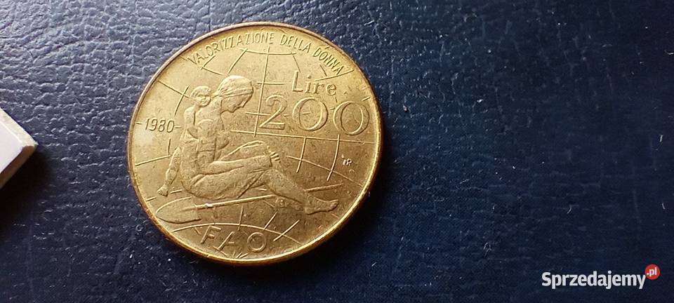 Stare monety 200 lir 1980 FAO Włochy