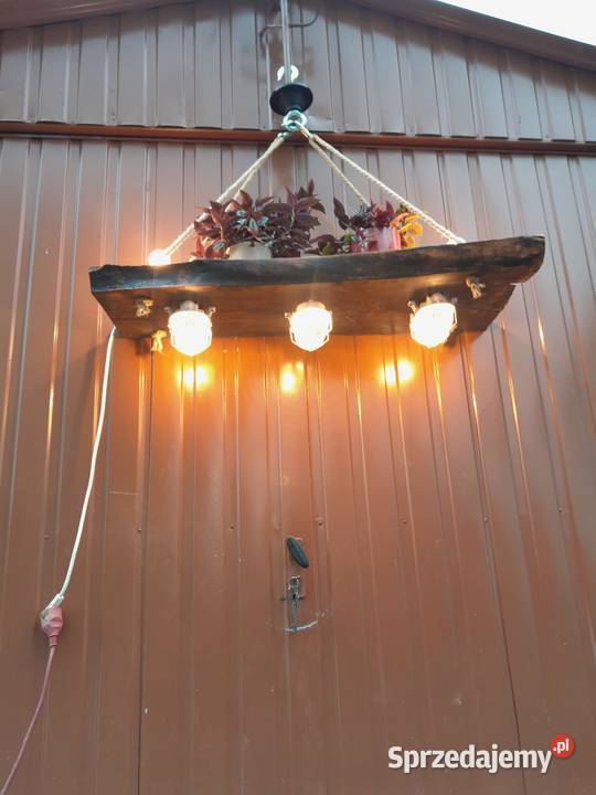 Lampa wisząca z grubej deski z kwietnikiem loft Jedlicze