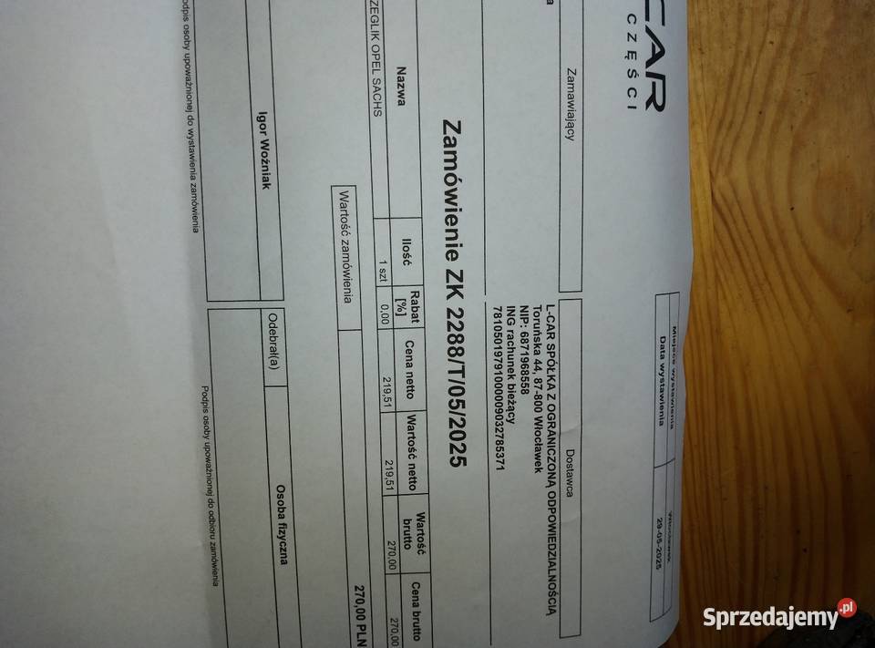 Wysprzęglik Sachs Opel Astra k Insignia b osobowe Włocławek