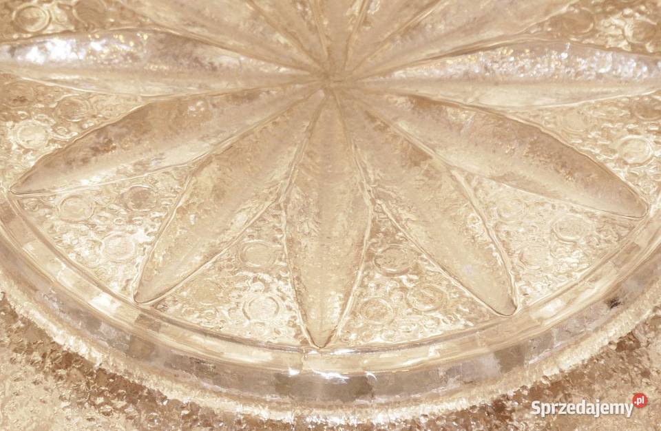 Talerz patera Romby guziczki szkło prasowane Porcelana i szkło Gliwice