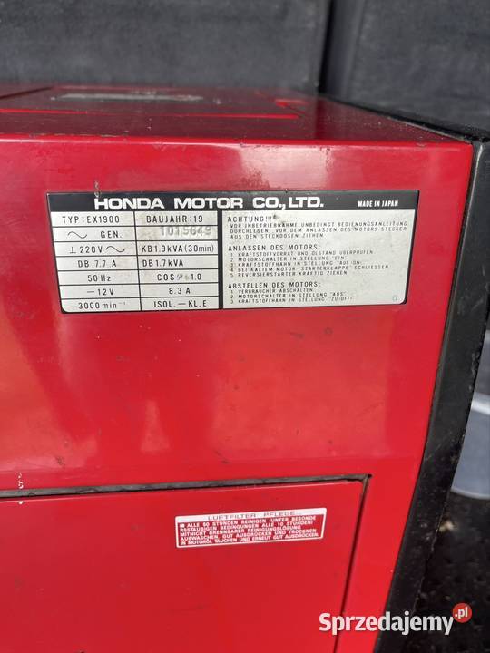 Agregat prądotwórczy Honda EX 1900 Zagrodno