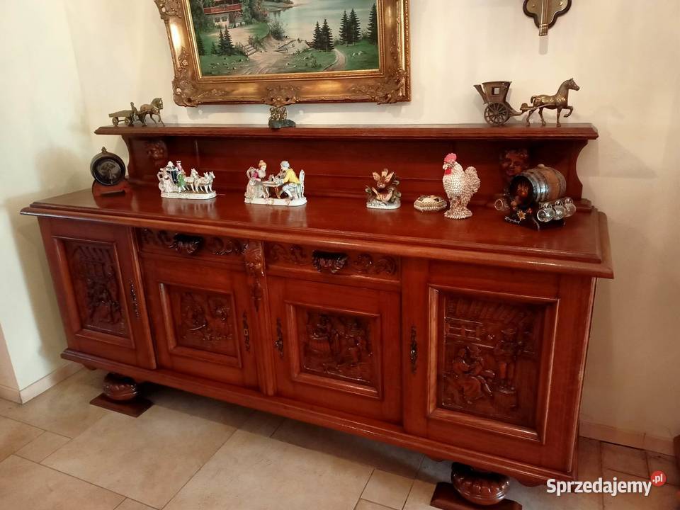 Kredens drewniany rzeźbiony Chorzów