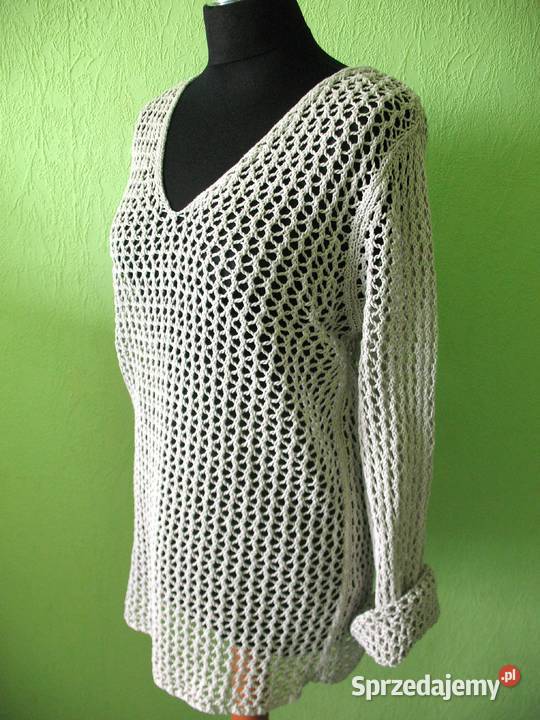 Bluzka ażurowy sweter w serek 44 XXL biust 108 Siedlce