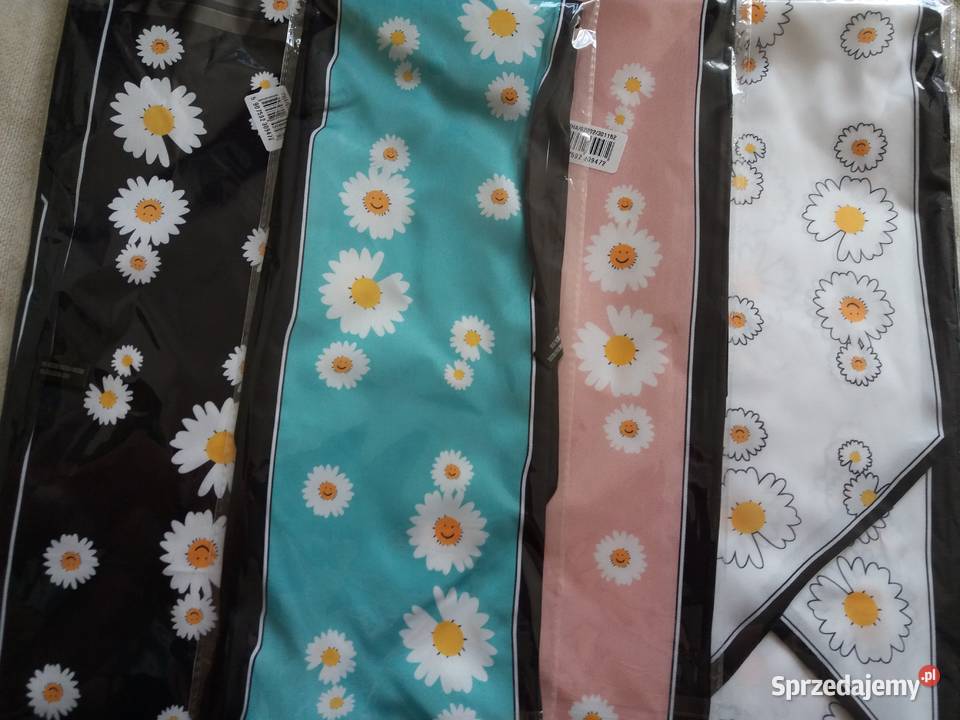 Długi szaliczek z jedwabiem naturalnym stokrotki Białystok sprzedam