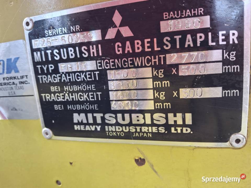Wózek widłowy Mitsubishi gaz z przesuwne Chojnów