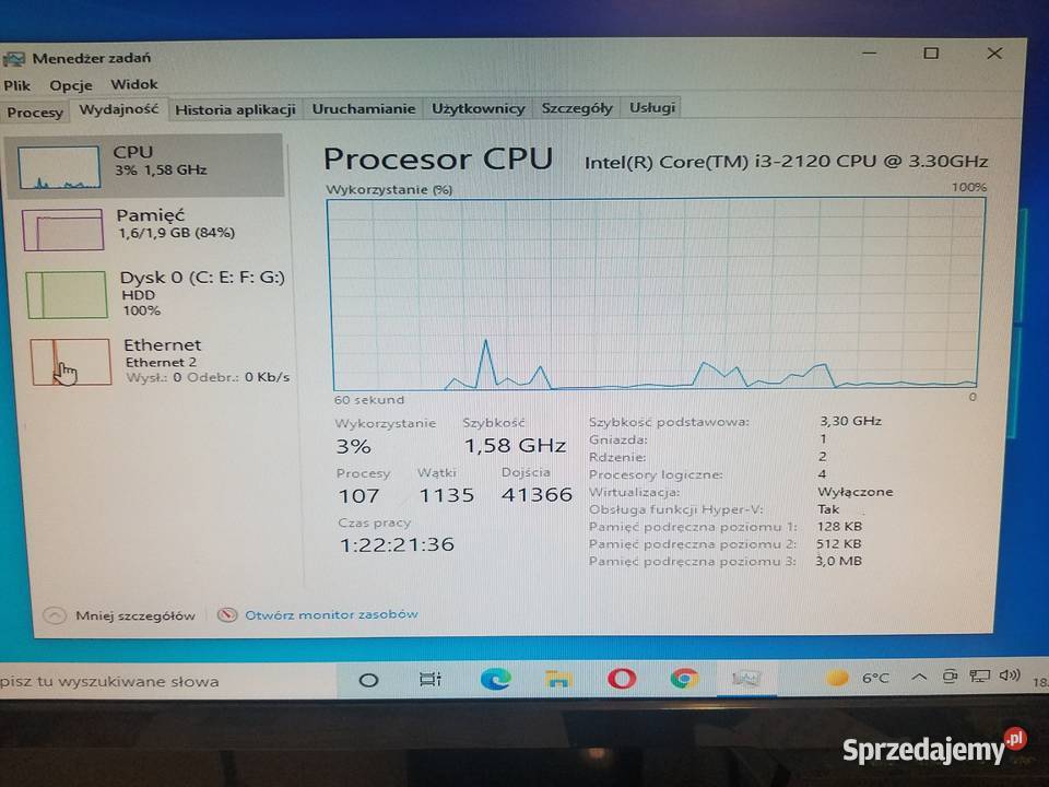 Komputer HP rp5800 i32120 HDD250GB WIFI Klasy Core i3 podkarpackie Rymanów