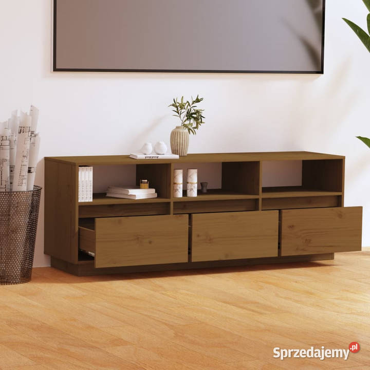 Szafka pod TV miodowy brąz 140x37x50 lite drewno Warszawa sprzedam