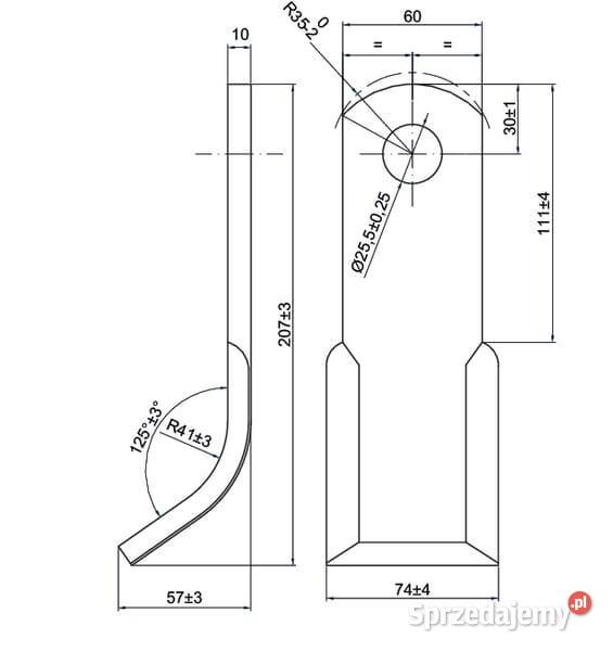 Nóż bijaka 60x204 mm Falc CK4500 Do maszyn uprawowych Kamionna