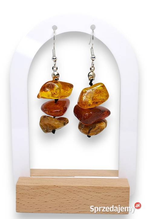 Kolczyki z BURSZTYNU bursztyn bałtycki bryłki mazowieckie