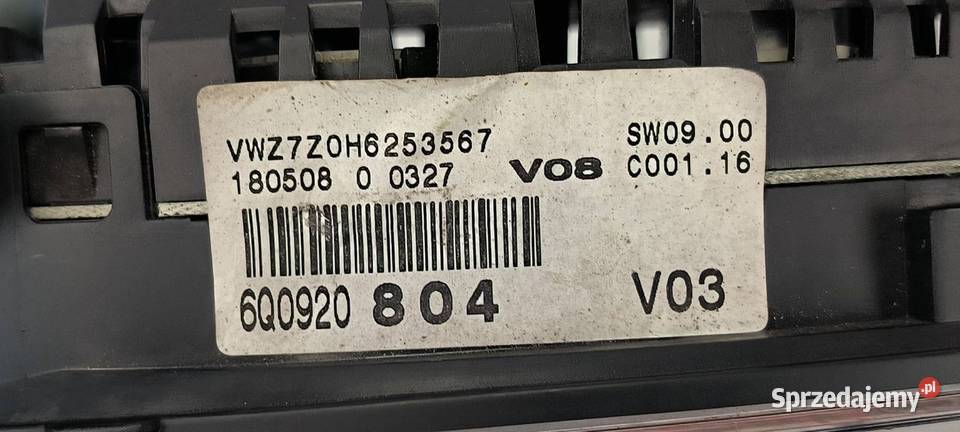 LICZNIK ZEGAR VOLKSWAGEN POLO 9N 6Q0920804
