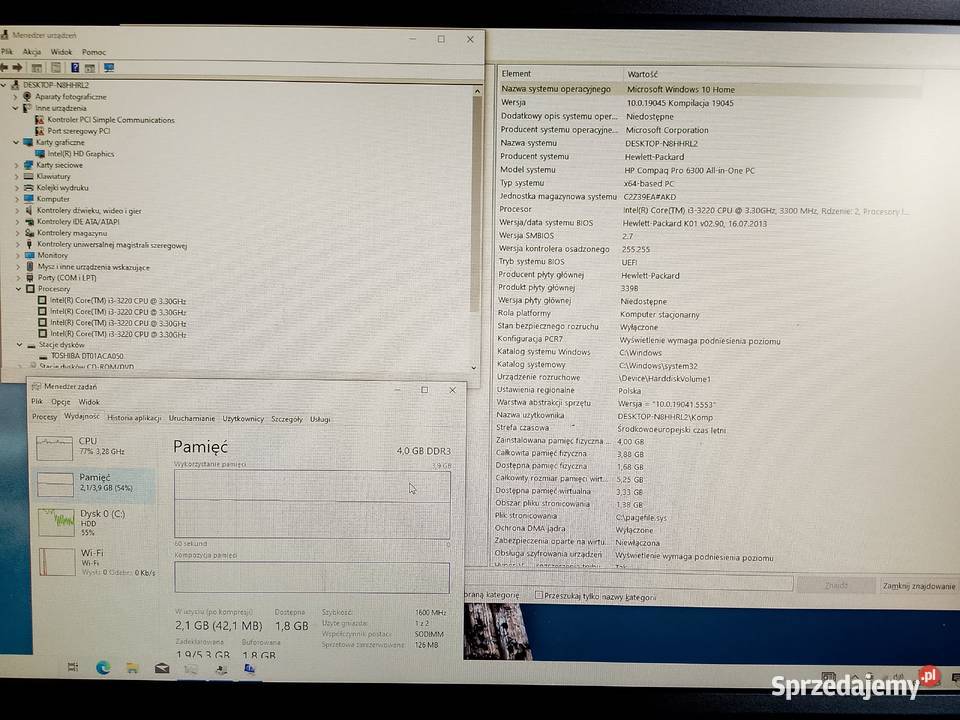 HP Compaq Pro 6300 AllinOne I3 Rymanów
