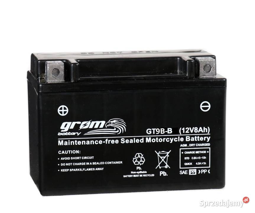 Akumulator motocyklowy 8Ah 120A GROM GT9BB YT9B Akumulatory motocyklowe mazowieckie