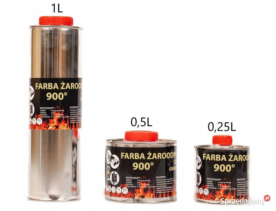 farba KOMINKOWA lakier ŻAROODPORNA 5L trwała