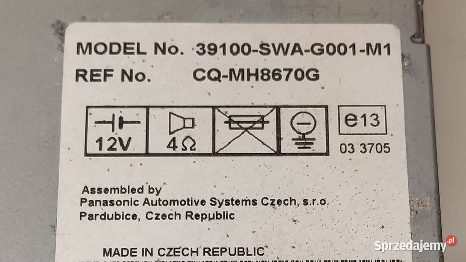 Honda crv radio 39100 swa g001 m1 cq mh8670g śląskie Mikołów