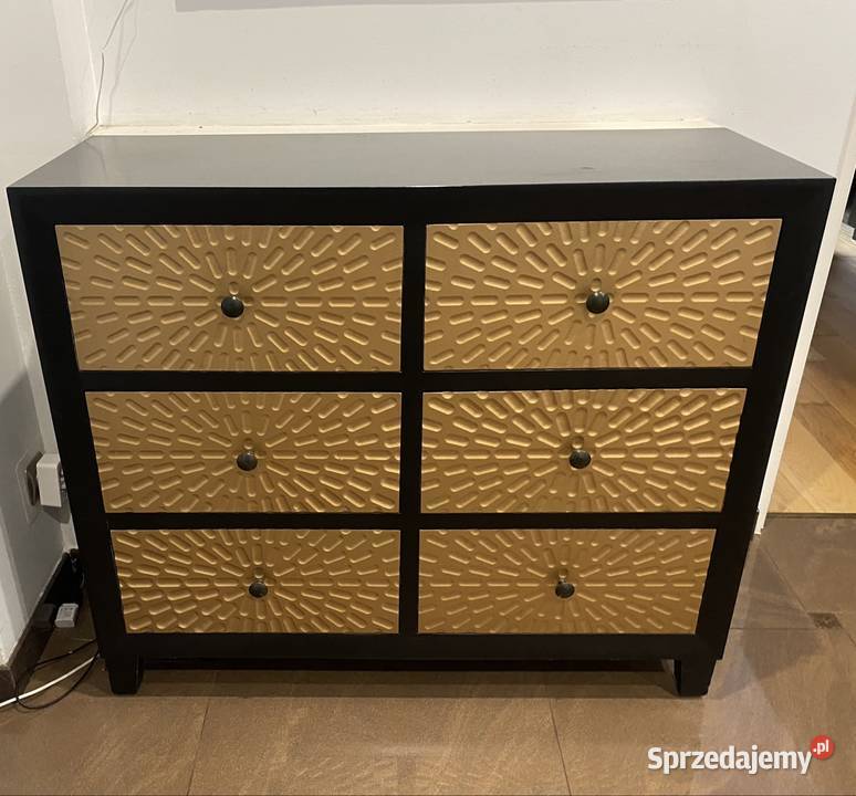 Komoda czarna ze złotymi szufladami Ustanów
