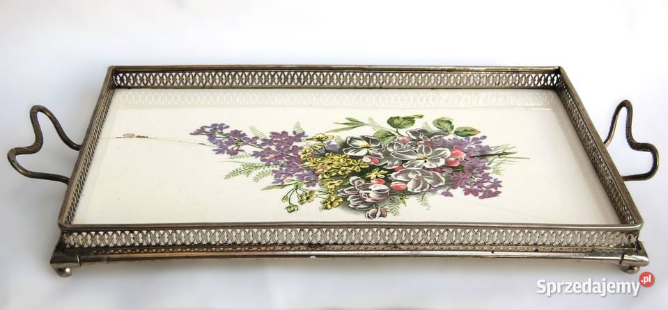 Patera secesyjna Secesja ceramika metal kwiaty wielokolorowy Lublin sprzedam