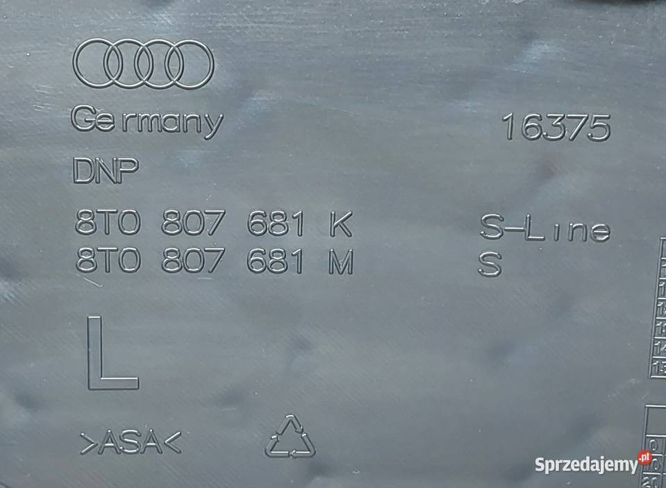 KRATKA ZDERZAKA LEWA AUDI A5 S5 SLINE 8T0807681K