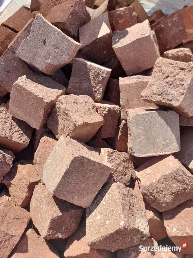 Kostka Piaskowiec Czerwony łupana 6x8
