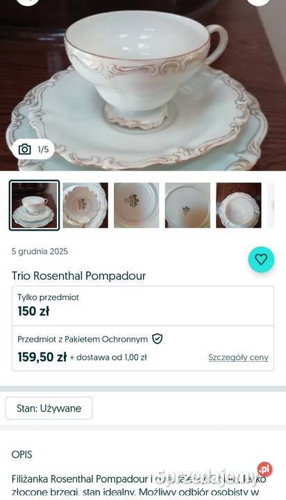 ROSENTHAL POMPADOUR filiżanka bez spodka Pabianice