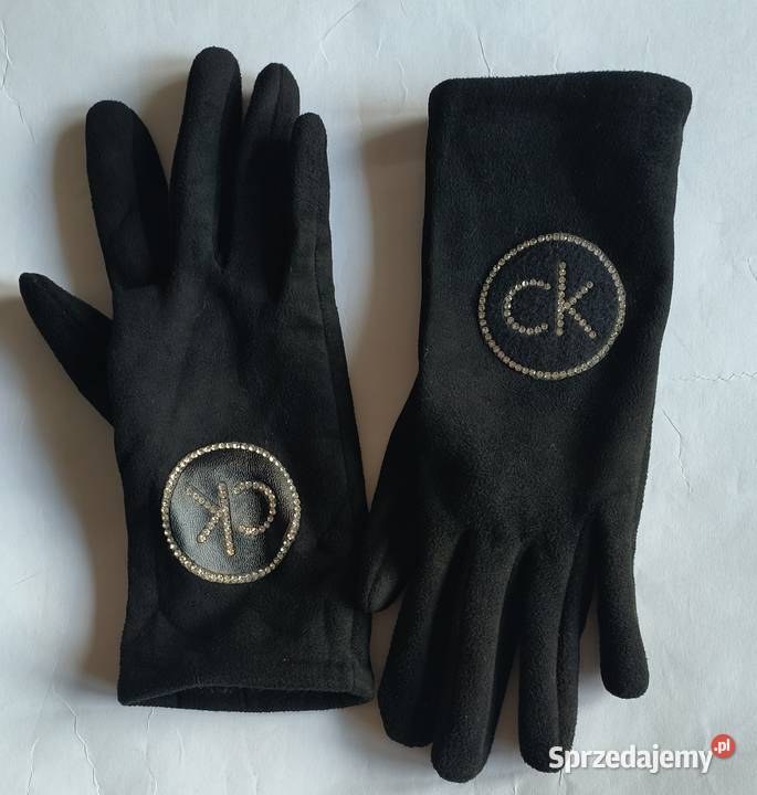 Ciepłe czarne eleganckie rękawiczki CK Myślenice sprzedam