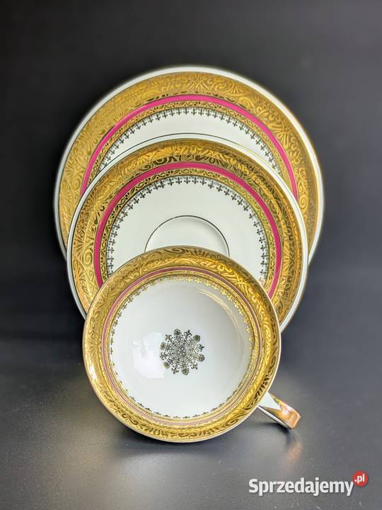 Kolekcjonerskie Trio Hutschenreuther Bavaria Porcelana i szkło