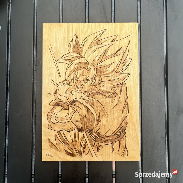 Goku wypalony w drewnie A4 Łomża sprzedam
