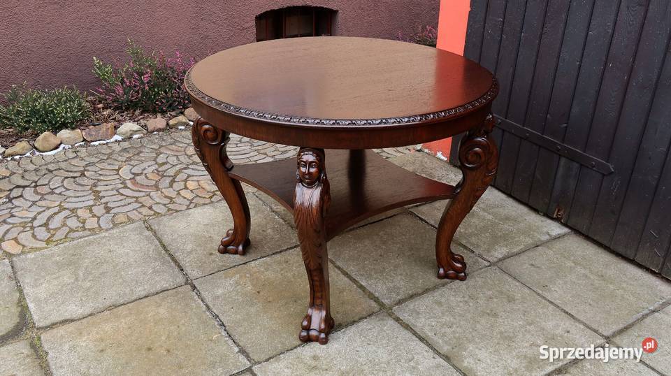 Unikatowy Neorenesansowy Stół Stolik Kawowy Dąb