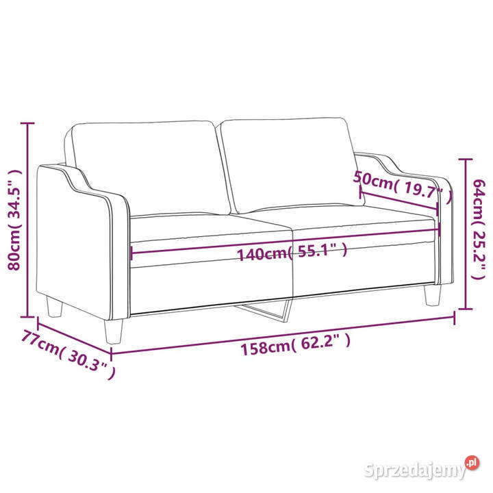 Sofa 2osobowa jasnożółta 140 tapicerowana Warszawa