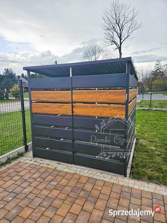 Wiata śmietnikowa 2x2 m antracyt drewnopodobny Domki narzędziowe Architektura ogrodowa Szczecin